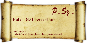 Pohl Szilveszter névjegykártya